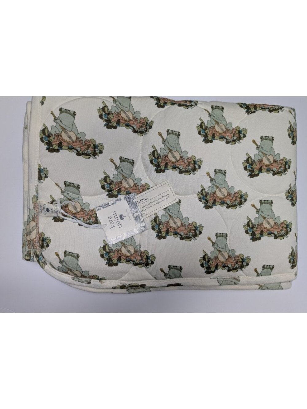 Kate Quinn Organic Cotton Banjo Frogs Classic Circle Quilt Baby Blanket